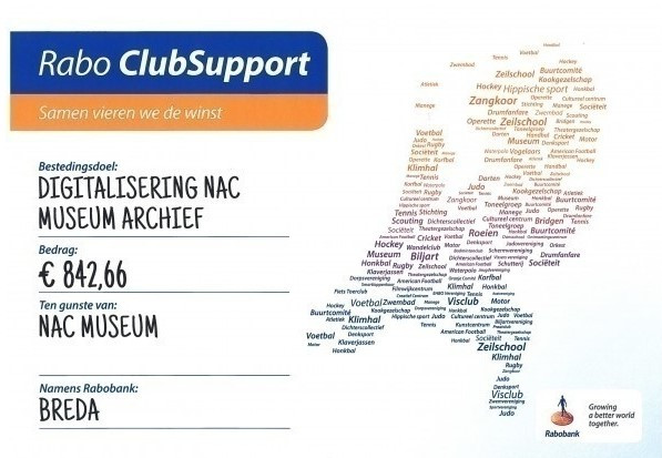 Fraaie opbrengst Rabo ClubSupport!| NAC Museum nieuws